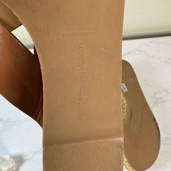 Platform Wedge Nappa Leather Upper Crisscross‎ Raffia Heel Cognac Size 8.5 - Picture 10 of 11